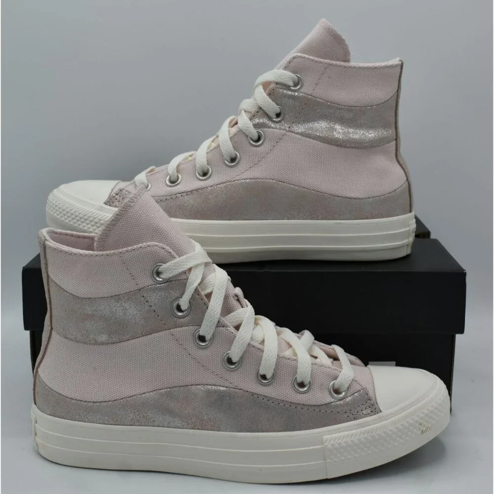Converse Women 7 Chuck Taylor All Star Suede Canvas Blush High Top Sneaker Shoes